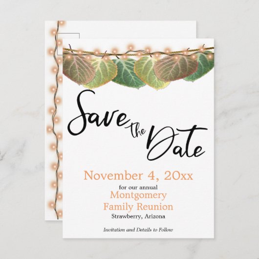 Familie reünie bewaart de datum waarop de Aspen-st Aankondigingskaart (Voorkant / Achterkant)