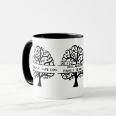 Familie reünie Black Family Tree Modern Tekening Mok (Voorkant links)