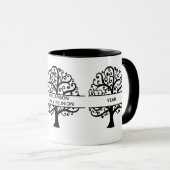 Familie reünie Black Family Tree Modern Tekening Mok (Voorkant rechts)