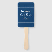 Familie Reünie Blauw en Wit Naam Jaar Sjabloon Handwaaier (Voorkant)