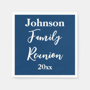 Familie Reünie Blauw en Wit Naam Jaar Sjabloon Servet