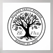 Familie Reünie Boho Tree Monogram Naam Poster (Voorkant)