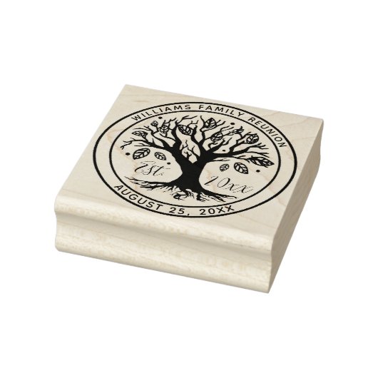 Familie Reünie Boho Tree Monogram Naam Rubberstempel (Stempel)