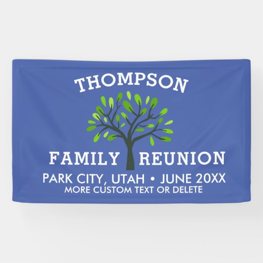 Familie reünie Boom Aangepaste naam Datum Spandoek (Horizontaal)