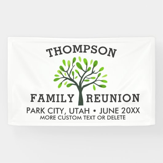 Familie reünie Boom Aangepaste naam Datum Spandoek (Horizontaal)