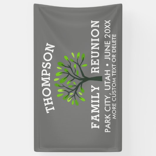 Familie reünie Boom Aangepaste naam Datum Spandoek (Verticaal)
