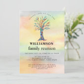 Familie reünie - Boom kleurrijke uitnodiging (Staand voorkant)