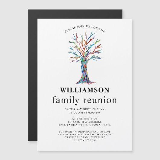 Familie reünie - boom Magnetische uitnodiging (Voorkant / Achterkant)