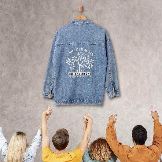 Familie reünie boom, naam en datum denim jacket