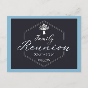 Familie reünie Boom Uitnodiging Blauw Modern Briefkaart