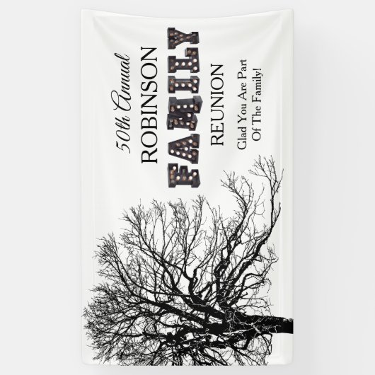 Familie reünie boomselectielampjes spandoek (Verticaal)