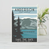  Familie Reünie Camping Trip Bos Bomen Save The Date (Staand voorkant)