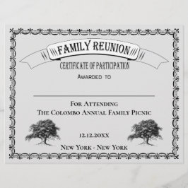 Familie Reünie Certificaat van Deelname Grijs