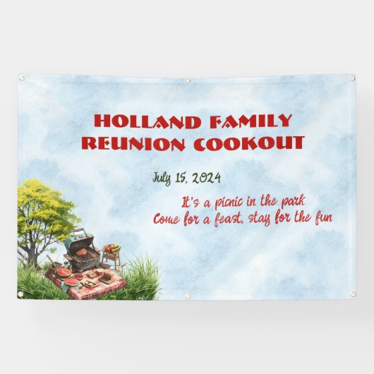 Familie Reünie Cookout In het Park Banner (Horizontaal)
