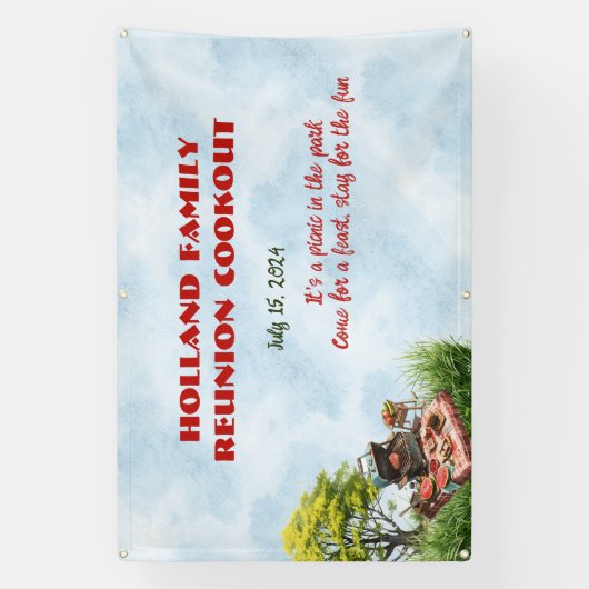 Familie Reünie Cookout In het Park Banner (Verticaal)
