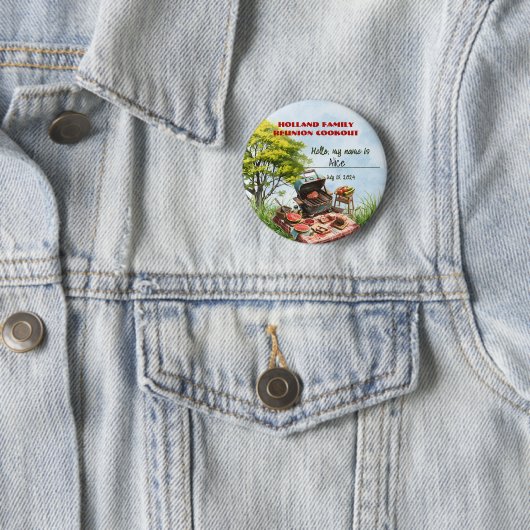 Familie Reünie Cookout In het Park Button (In situ)