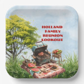 Familie Reünie Cookout In het Park Paper Bord (Voorkant)