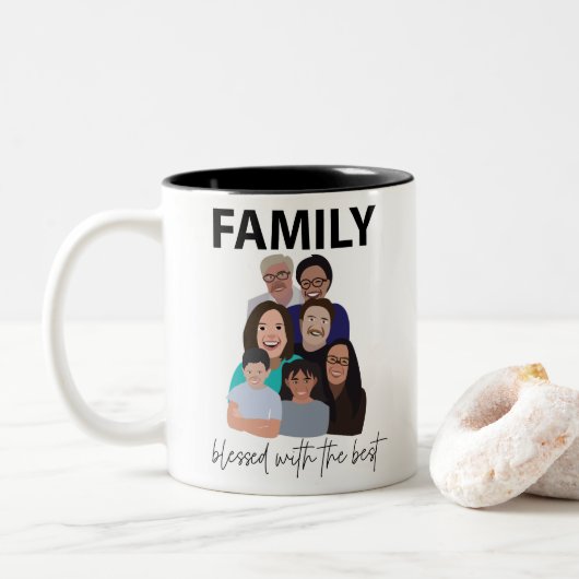 Familie Reünie Cool Familie Reünie Tweekleurige Koffiemok (Met donut)