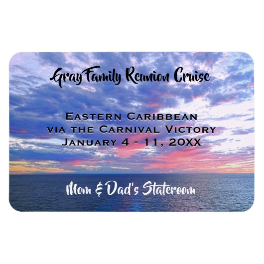 Familie Reünie Cruise Cabine Marker Ocean Sunset Magneet (Horizontaal)