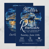 Familie reünie cruiseschip blauw en wit uitnodigin kaart (Voorkant / Achterkant)