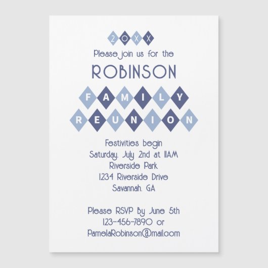 Familie Reünie Custom Party uitnodigingsmagneet (Voorkant)