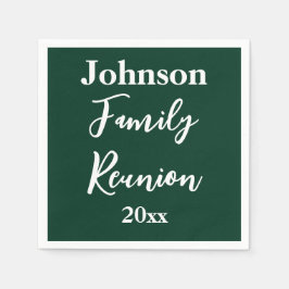 Familie Reünie Donkergroen Wit Naam Jaar Sjabloon Servet
