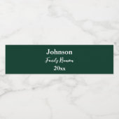 Familie Reünie Donkergroen Wit Naam Jaar Sjabloon Waterfles Etiket (Enkel label)