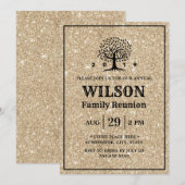 Familie Reünie Familie Stamboom Modern Gouden Glit Kaart (Voorkant / Achterkant)