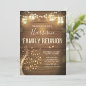 Familie reünie Familieboom Rustisch hout Kaart (Staand voorkant)