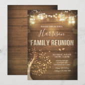 Familie reünie Familieboom Rustisch hout Kaart (Voorkant / Achterkant)