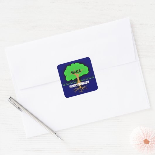 Familie reünie/Familieboom Vierkante Sticker (Envelop)
