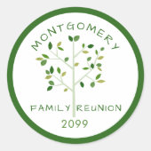 Familie Reünie Familiestamboom Groen Herdenkings- Ronde Sticker (Voorkant)