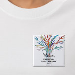 Familie reünie Familiestructuur Aangepaste naam La Vierkante Button 5,1 Cm<br><div class="desc">Dit familiereünie Label is versierd met een kleurrijke mozaïekboom. Eenvoudig aan te passen met uw familienaam. Gebruik de optie Verdere wijzigingen aanpassen om de tekstgrootte, stijl of kleur te wijzigen als u dat wenst. Maakt een geweldig souvenir na het evenement. Omdat we ons eigen kunstwerk creëer, zal je dit exacte...</div>
