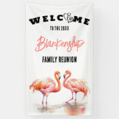 Familie Reünie Flamingo Harten Custom Spandoek (Verticaal)