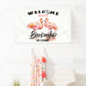 Familie Reünie Flamingo Harten Custom Spandoek (Insitu)