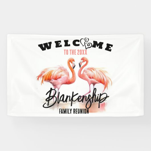 Familie Reünie Flamingo Harten Custom Spandoek (Horizontaal)