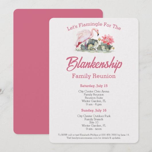 Familie Reünie Flamingo Kunst Twee Dag Evenement C Kaart (Voorkant / Achterkant)