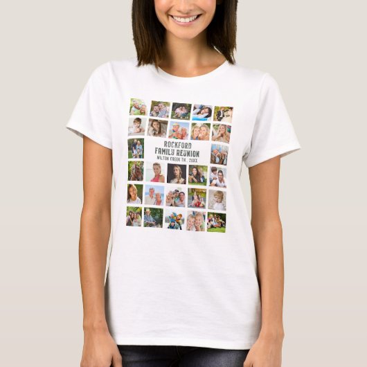 Familie reünie foto collage rustieke  naam t-shirt (Voorkant)
