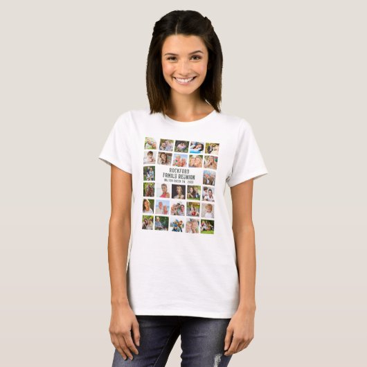 Familie reünie foto collage rustieke  naam t-shirt (Voorkant volledig)