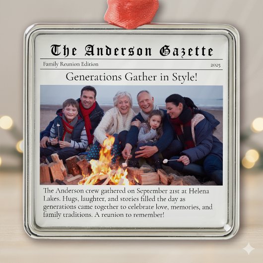 Familie reünie foto Keepsake krant Metalen Ornament