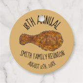 Familie reünie Fried Chicken Leg drumstick Picnic Bedankjes Labels (Voorkant)