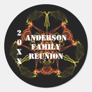 Familie Reünie Geel Sinaasappel Abstract Celestial Ronde Sticker
