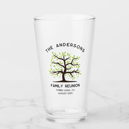 Familie Reünie Genealogie Tree Party Custom Glas (Voorkant)