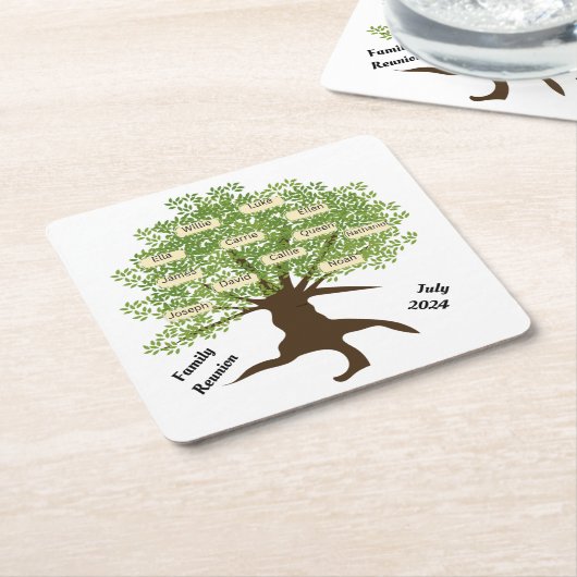 Familie Reünie Gepersonaliseerd Papier Onderzetter (Schuin)