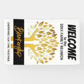 Familie Reünie Gouden Handen Boom bladeren Custom Spandoek (Horizontaal)