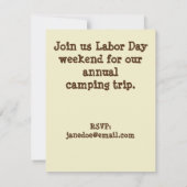 Familie Reünie Groen Blad Camping Uitnodiging (Achterkant)