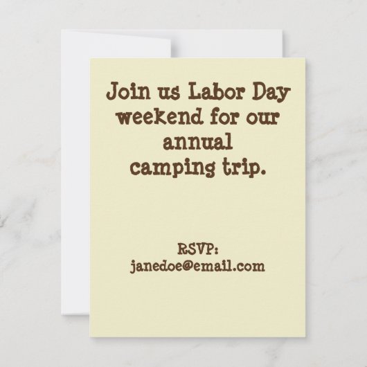 Familie Reünie Groen Blad Camping Uitnodiging (Achterkant)