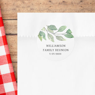 Familie reünie groen gepersonaliseerd ronde sticker