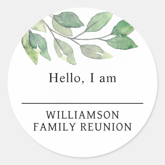 Familie Reünie Groen Naam Tag Ronde Sticker (Voorkant)