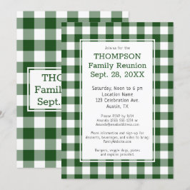 Familie Reünie Groen Wit Buffalo Geruite Feestje Kaart